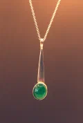 Gold & Green Onyx Oval Pendant