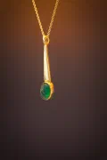 Gold & Green Onyx Oval Pendant