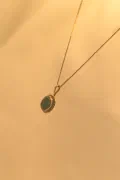 Gold & Green Onyx Oval Pendant