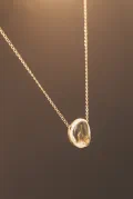 Beach Pebble Necklace with Swarovski Crystal