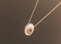 Beach Pebble Necklace with Garnet