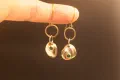 Fine Silver Pebble and Emerald Earrings