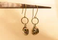 Fine Silver Pebble and Emerald Earrings