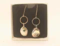 Fine Silver Pebble and Emerald Earrings