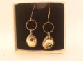 Fine Silver Pebble and Emerald Earrings