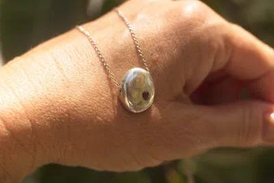 Beach Pebble Necklace with Ruby