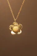 Fine Silver Flower & Opal Pendant
