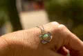 Fine Silver Flower & Opal Pendant