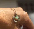 Fine Silver Flower & Opal Pendant