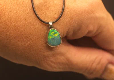 Opal Doublet & Silver Drop Pendant