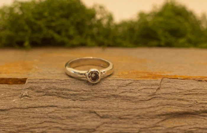 Silver Band With Grade AA Moissanite