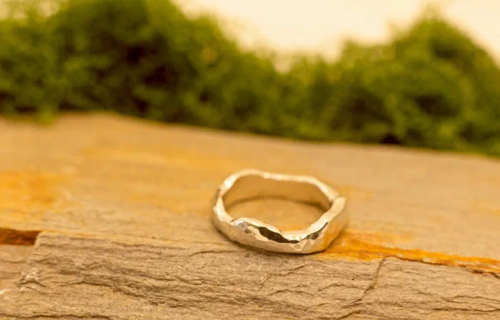 Funky Textured Plain Silver Band Ring