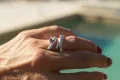 ring, silver, twig, sapphire, ruby