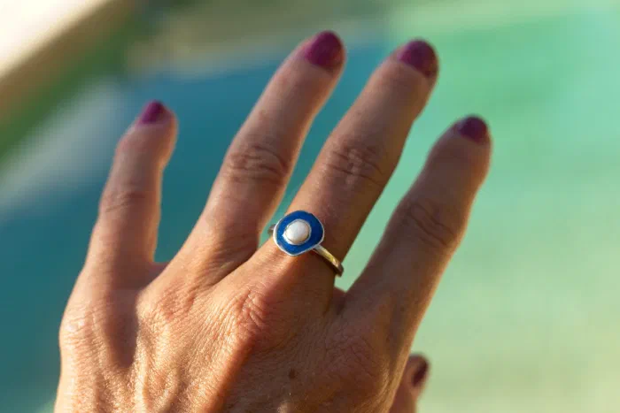 Azure Pool Pearl Ring