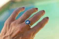 ring, silver, resin, pearl