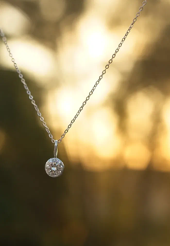 Champagne Moissanite Solitaire Necklace